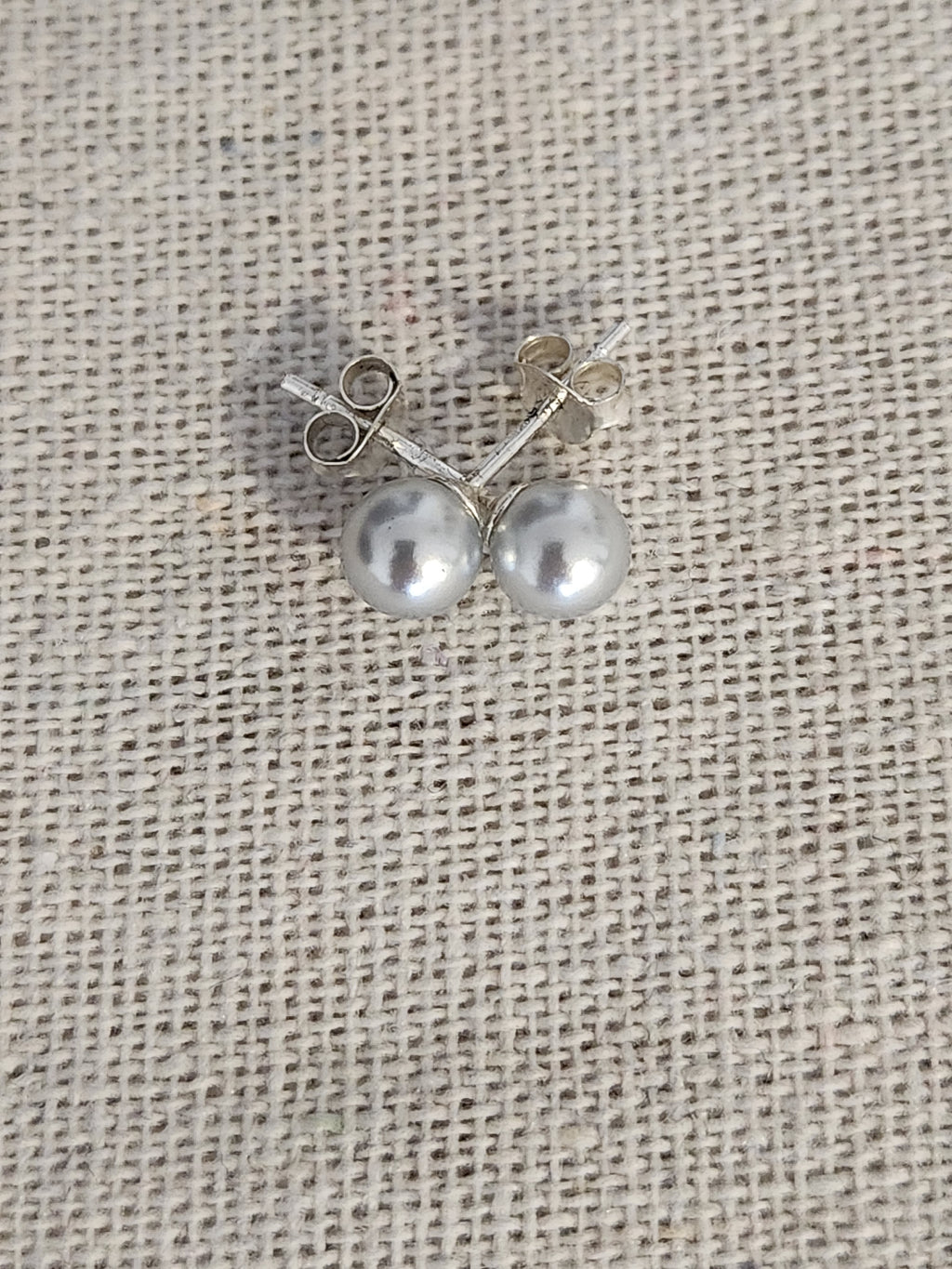 Pendientes de Perla Plata 6 mm en Plata Reciclada 925