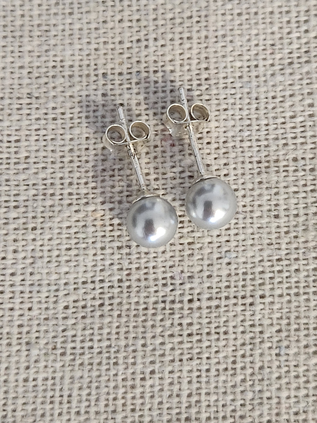 Pendientes de Perla Plata 6 mm en Plata Reciclada 925