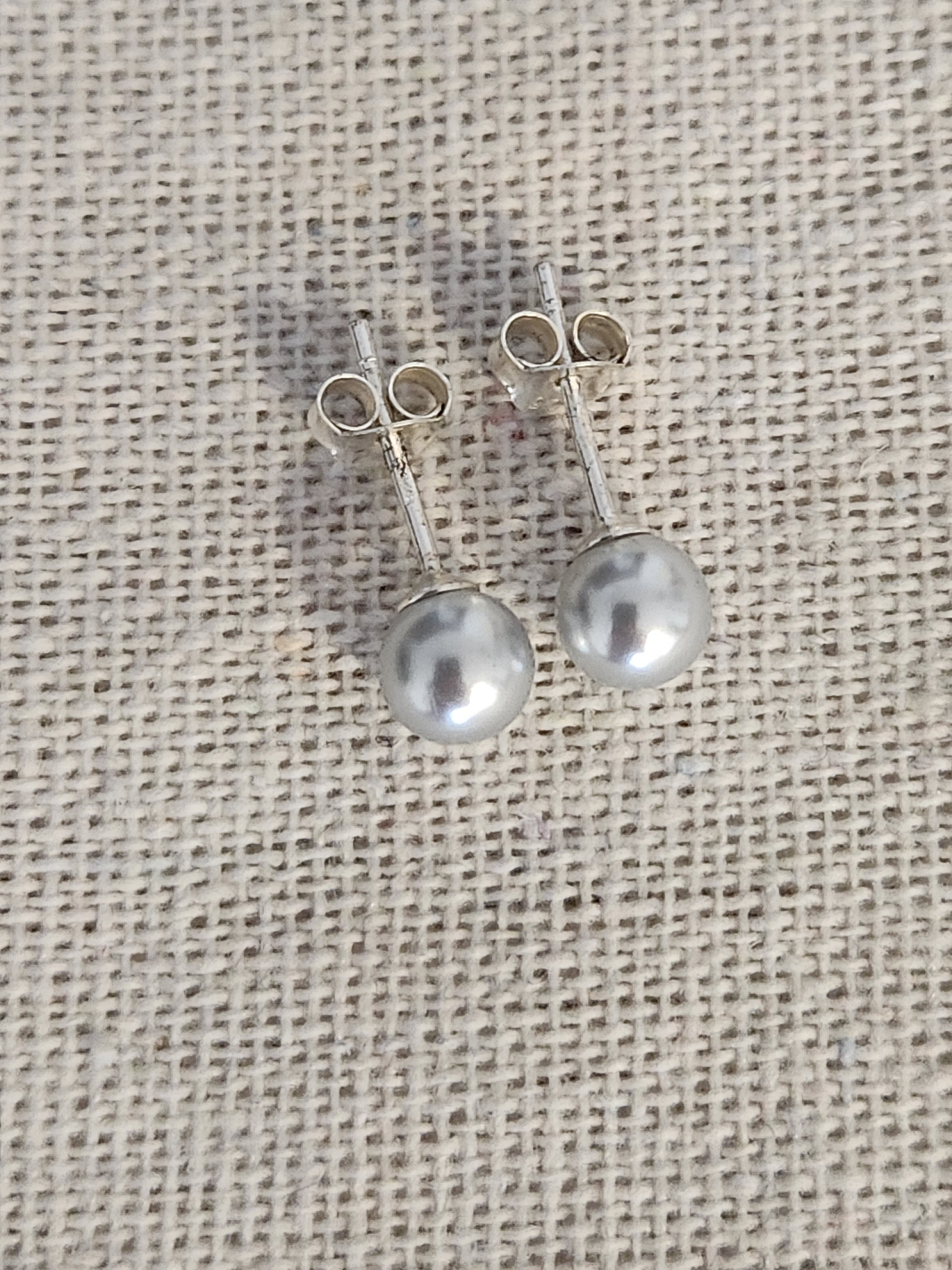 Pendientes de Perla Plata 6 mm en Plata Reciclada 925