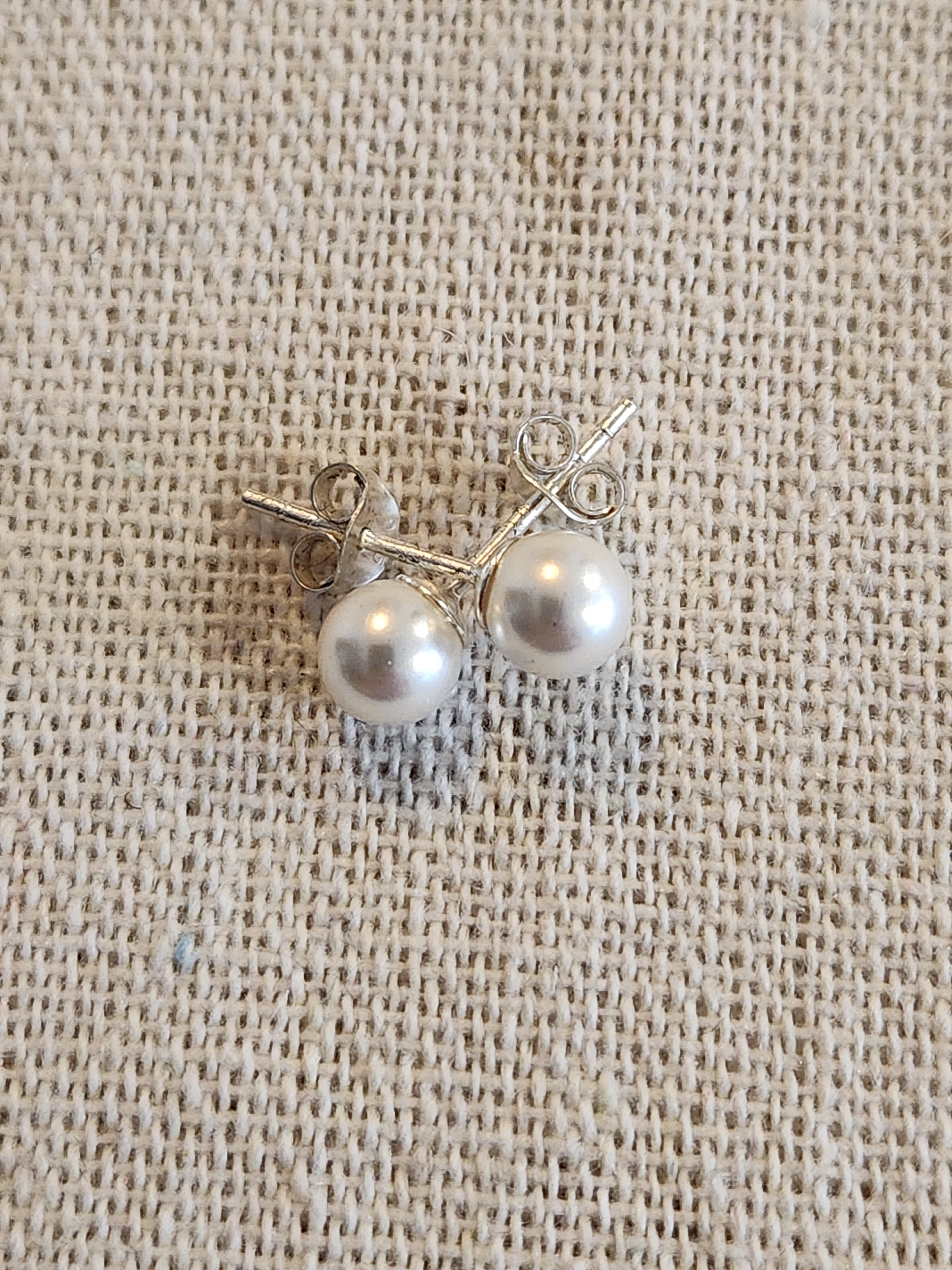Pendientes de Perla 6 mm en Plata Reciclada 925