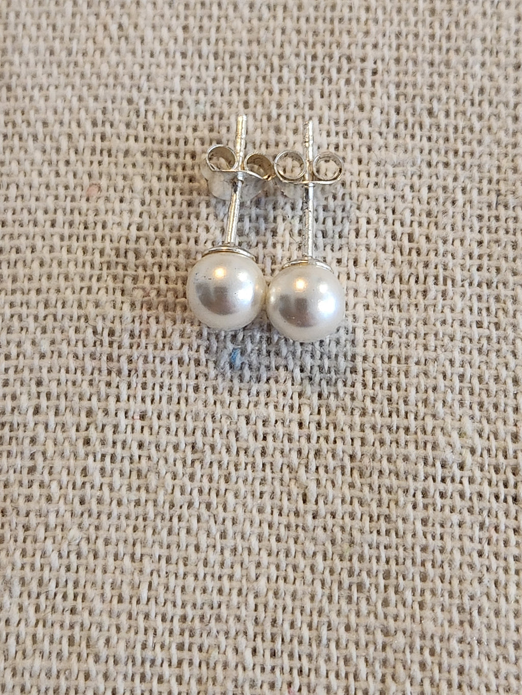 Pendientes de Perla 6 mm en Plata Reciclada 925