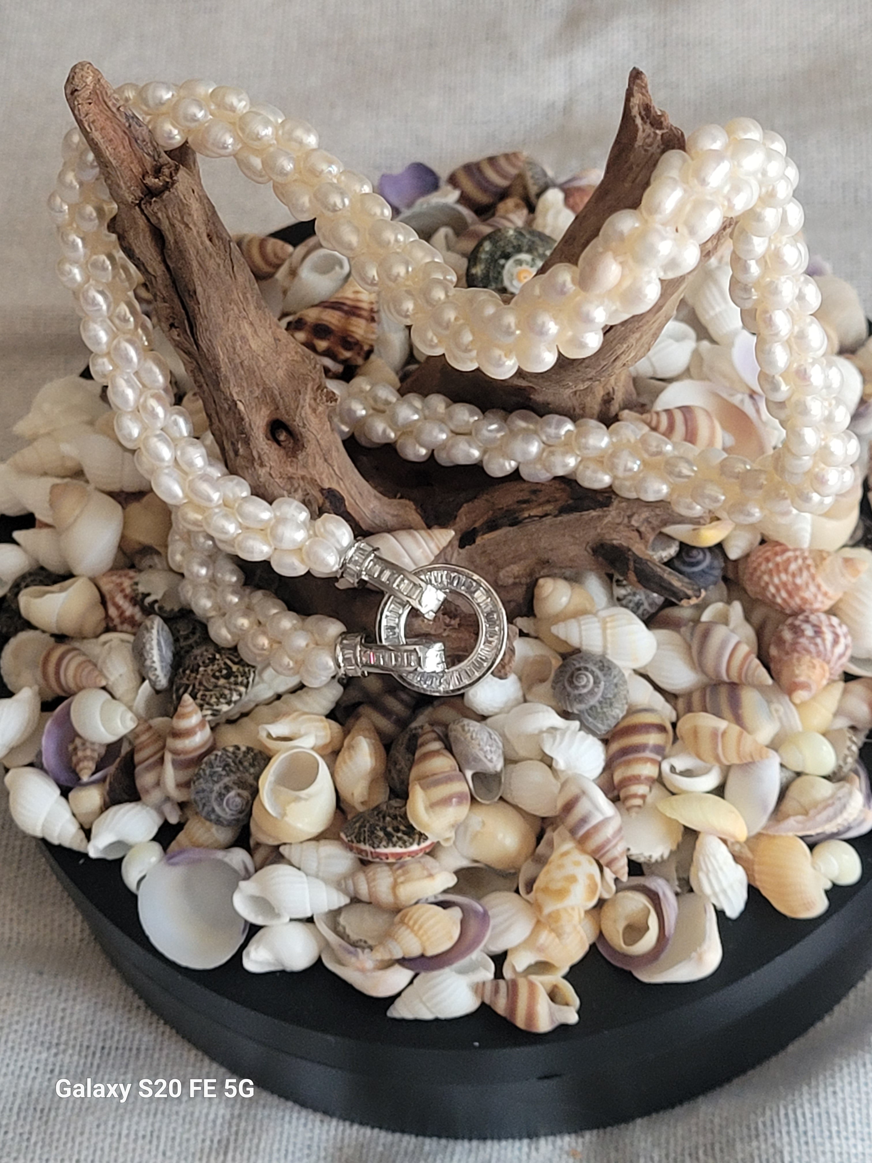 Collar de Perlas de Arroz con Plata Reciclada y Circonitas – Joyería de Segunda Llama