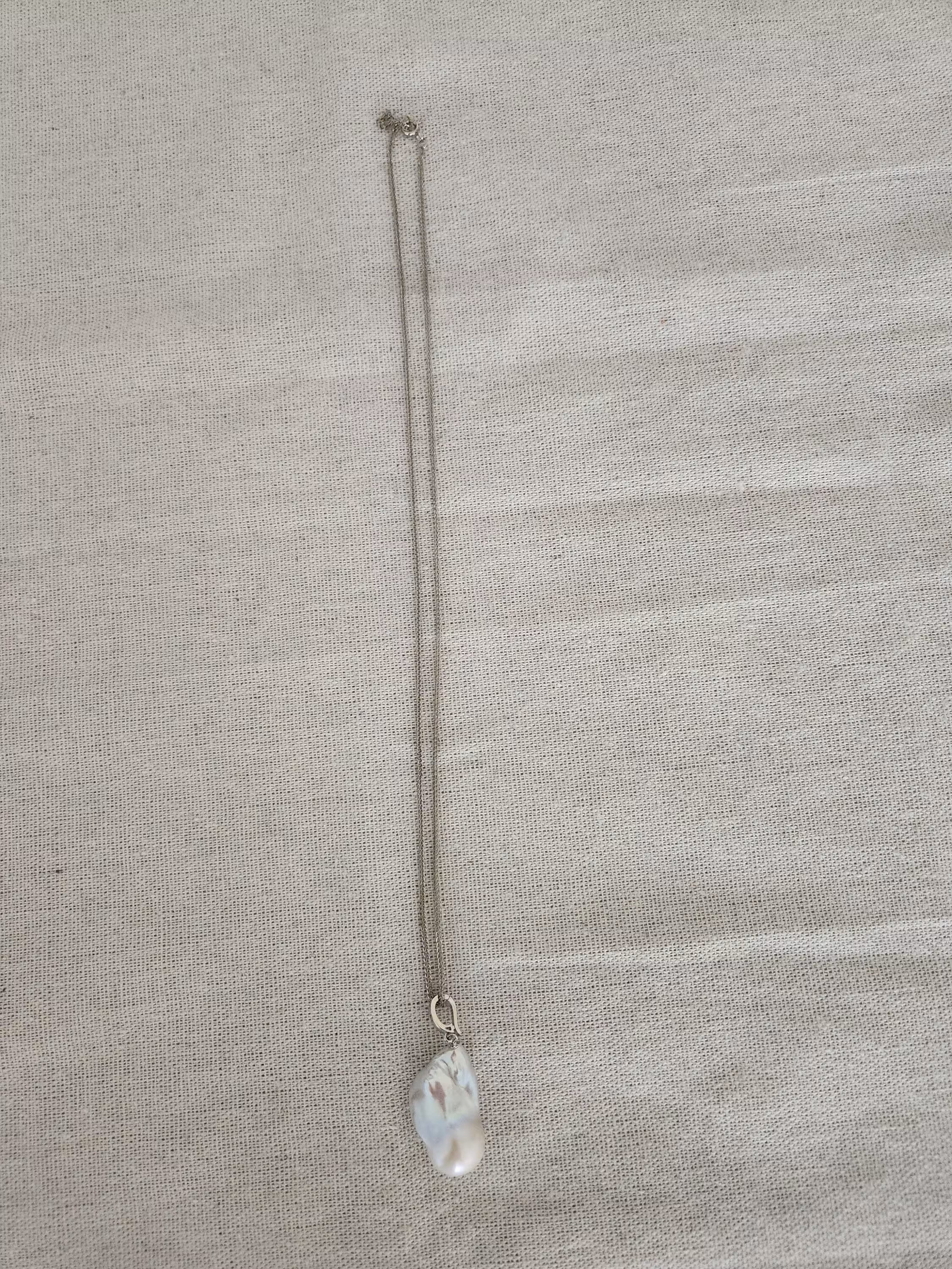 Joyaira de Segunda Llama: Collar de Perla Barroca en Plata Reciclada (40 cm)