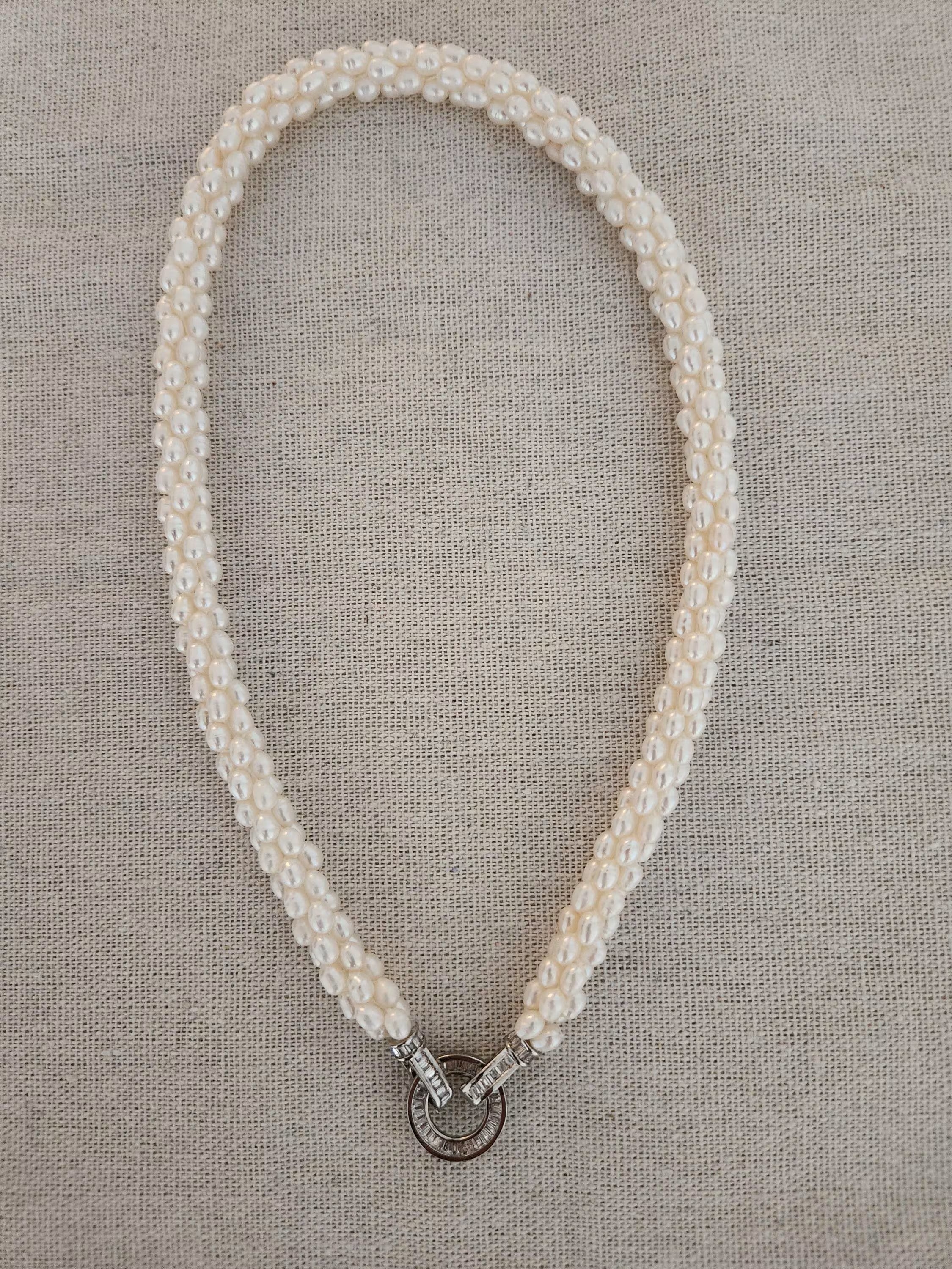 Collar de Perlas de Arroz con Plata Reciclada y Circonitas – Joyería de Segunda Llama
