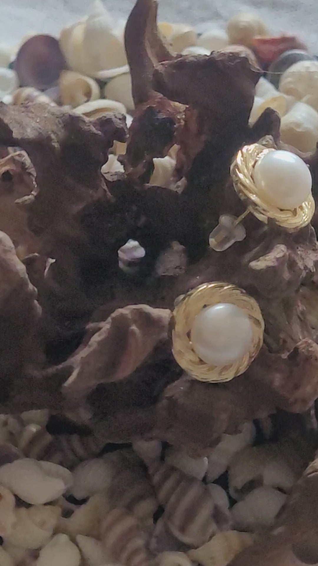 Pendientes vintage de perla en plata reciclada bañada en oro