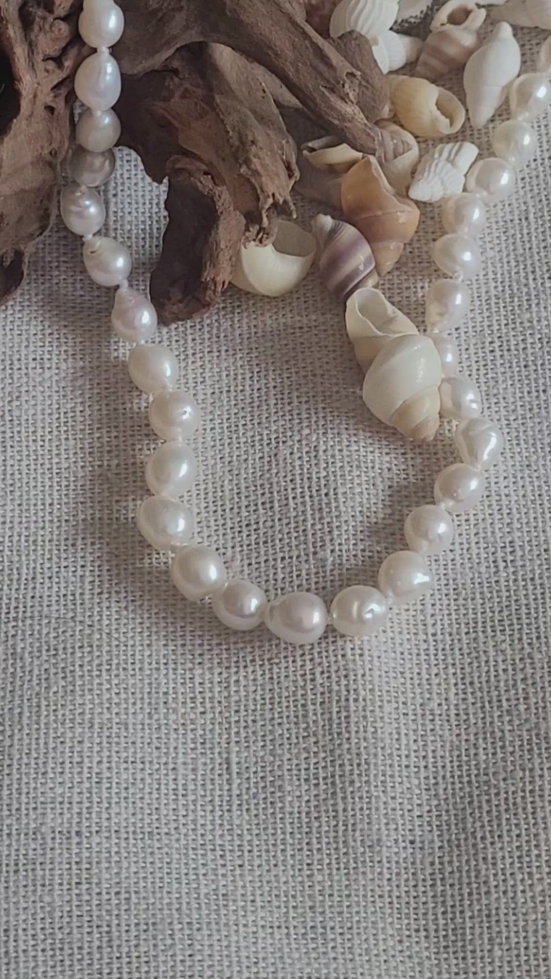 Collar vintage de perlas anudadas a mano – 120 cm