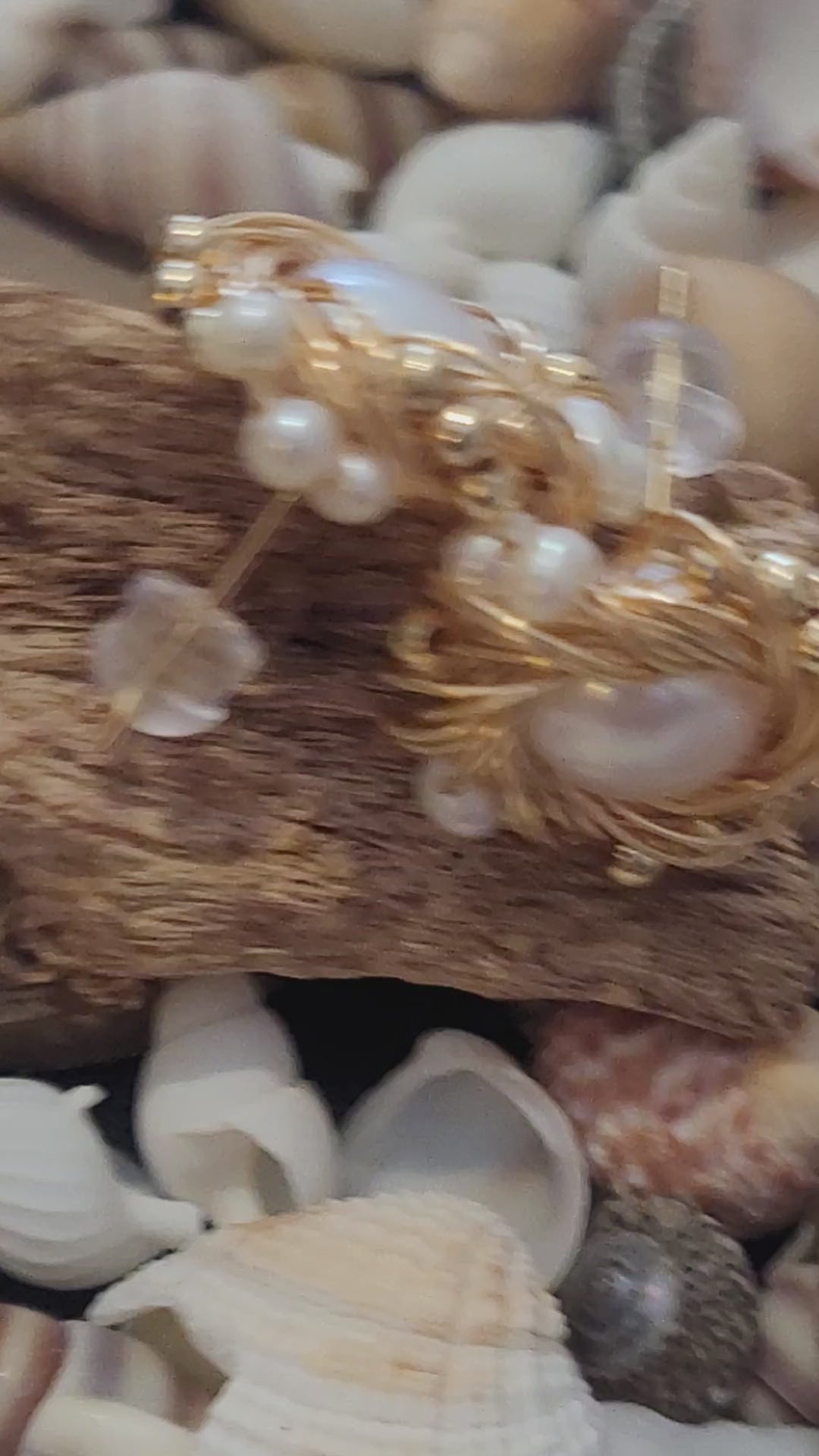 Pendientes nido de perlas en plata reciclada bañada en oro